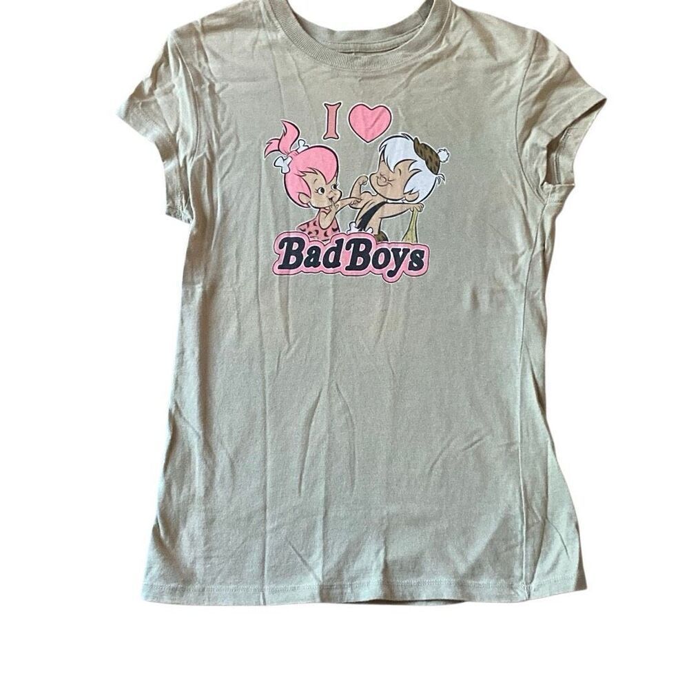 Vtg Y2K PEBBLES Bam Bam Flintstones Babydoll tee T-shirt juniors L Valentines Da